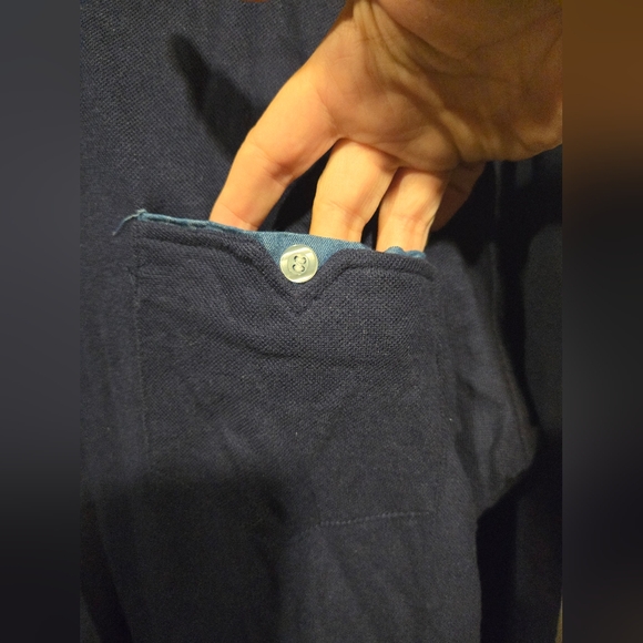 NWOT Men's Ghyugr Two Tone Blue Long Sleeve Polo With Pocket Size Large - Picture 2 of 8
